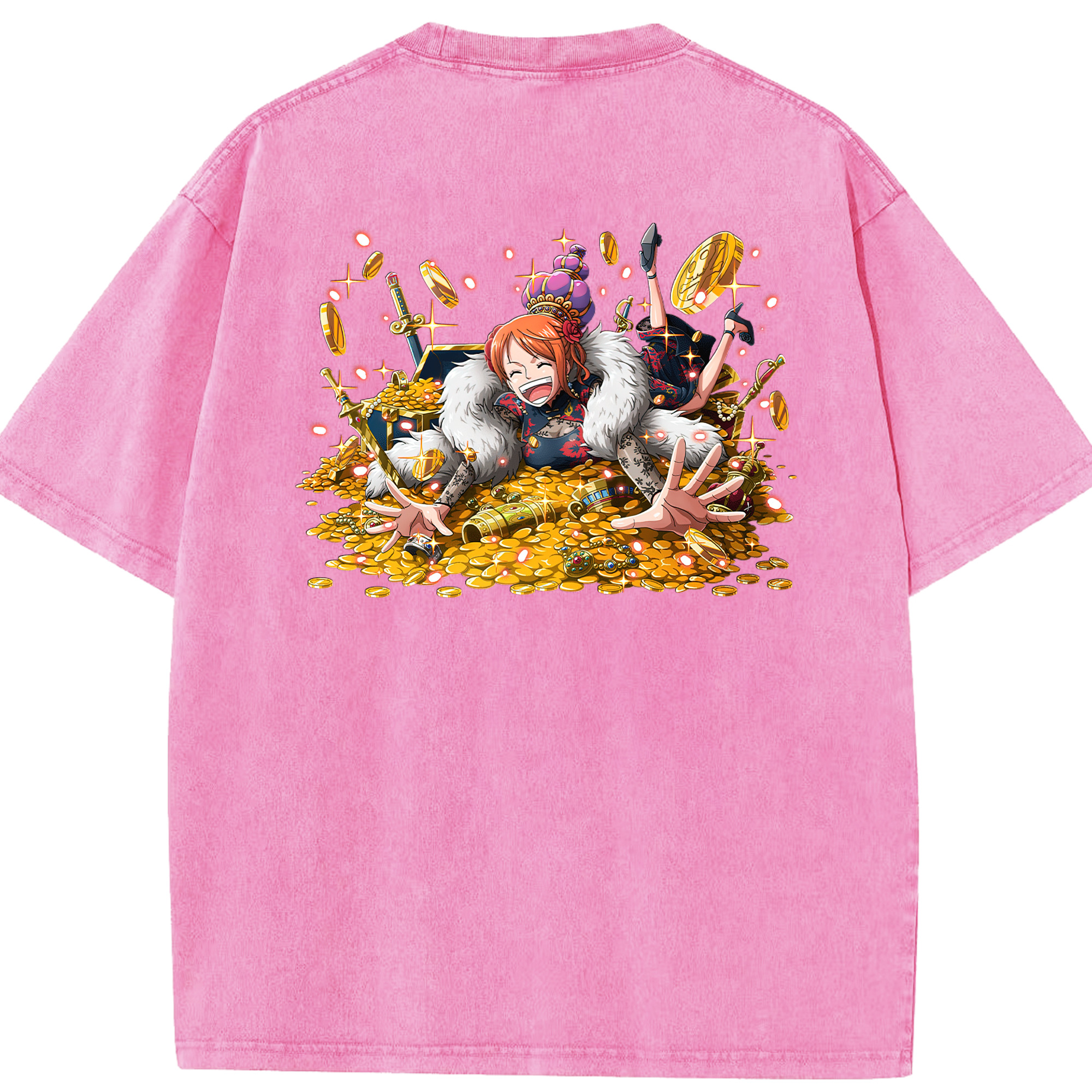 ワンピース ナミ ONE PIECE Nami 綿100% ヴィンテージ風 半袖Tシャツ（背面プリント）